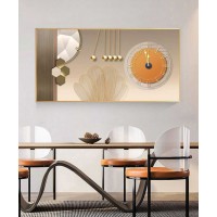 Orange Wall Painting Clock 60*120cm With Led